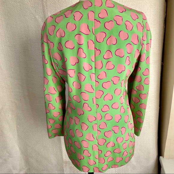 Vintage Carolina Herrera M Valentine's Day Silk Heart Print Blazer - Picture 5 of 8